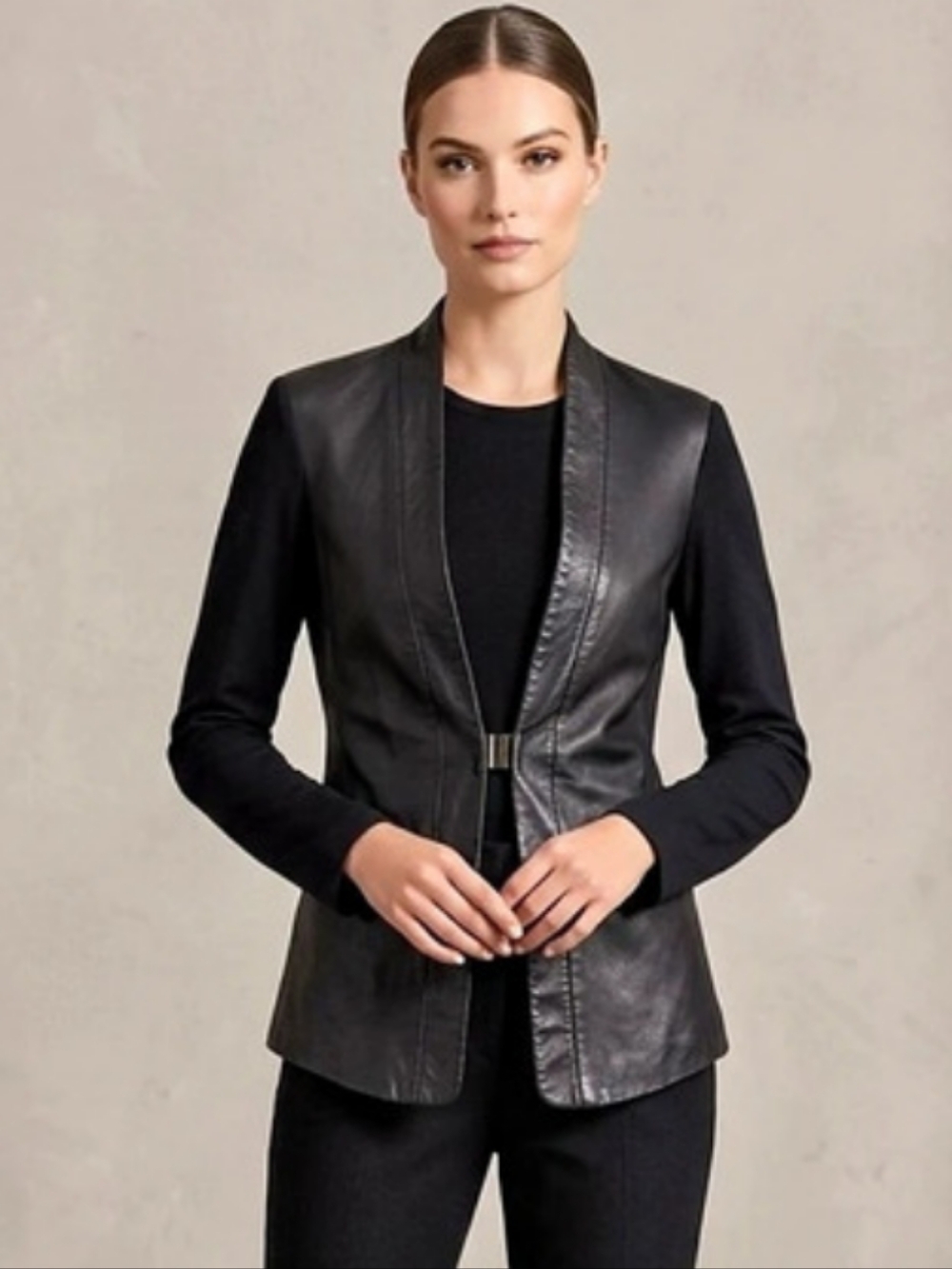 Le Château Genuine Leather Mixed Media Jacket XXS
